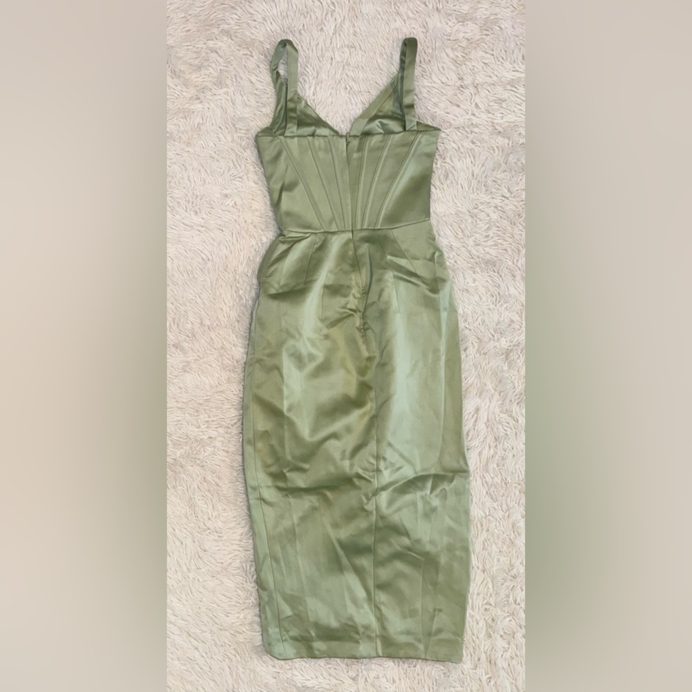 NWOT House of CB ‘Faye’ Pistachio green Corset Satin Corset Dress sz XS - Picture 6 of 8